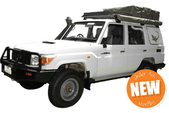 4wd Safari with camping gear under 6 months old and available May till october from Alice Springs, Broome, Darwin, Cairns and Perth